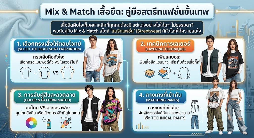 ไอเดียแมตช์ เสื้อยืด ใส่ยังไงให้ดูเท่ คูลได้ทุกวันไม่มีเบื่อ (อัปเดต 2026) 2 เสื้อยืด โอเวอร์ไซส์