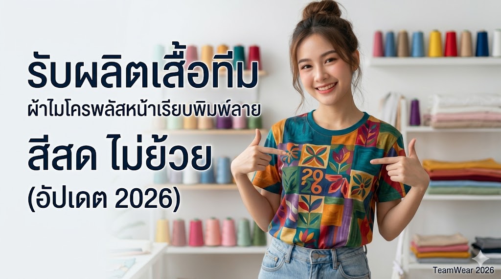 รับผลิตเสื้อทีม ผ้าไมโครพลัสหน้าเรียบพิมพ์ลาย สีสด ไม่ย้วย (อัปเดต 2026) 7 รับผลิตเสื้อทีม ผ้าไมโครพลัสหน้าเรียบพิมพ์ลาย สีสด ไม่ย้วย (อัปเดต 2026)
