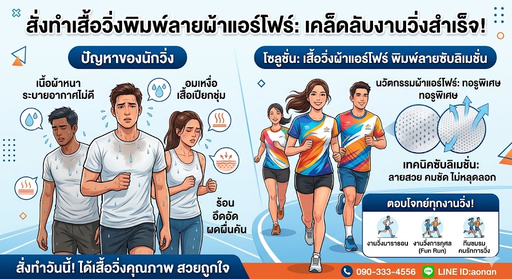 เสื้อวิ่งพิมพ์ลายผ้าแอร์โฟร์