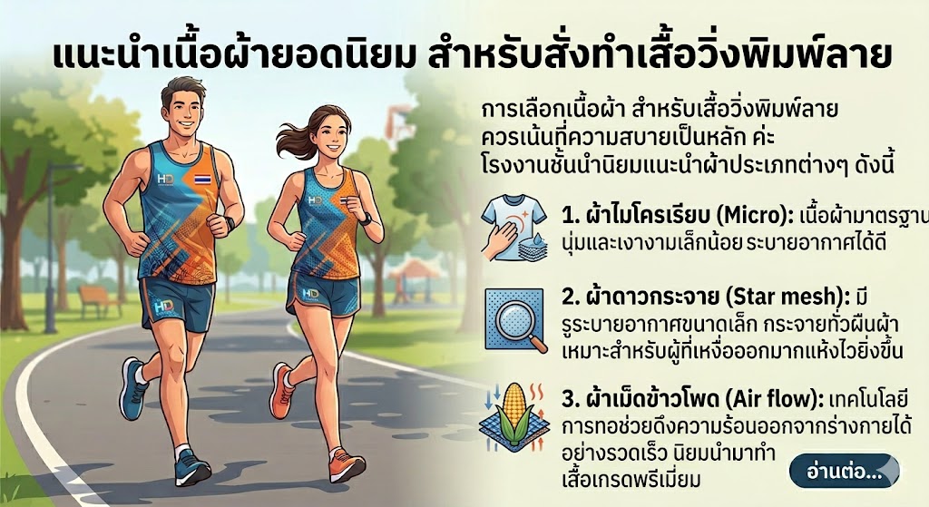 รับทำ เสื้อวิ่งพิมพ์ลาย สีสด คมชัด ใส่สบาย ไม่มีขั้นต่ำ (อัปเดต 2026) 6 เสื้อวิ่งพิมพ์ลาย