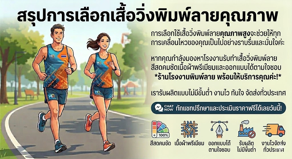 รับทำ เสื้อวิ่งพิมพ์ลาย สีสด คมชัด ใส่สบาย ไม่มีขั้นต่ำ (อัปเดต 2026) 8 เสื้อวิ่งพิมพ์ลาย