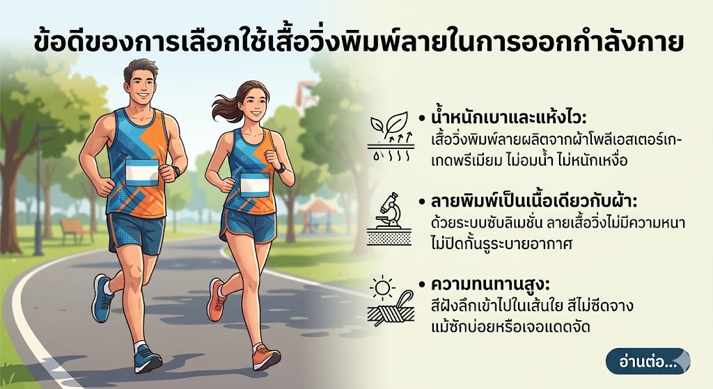 รับทำ เสื้อวิ่งพิมพ์ลาย สีสด คมชัด ใส่สบาย ไม่มีขั้นต่ำ (อัปเดต 2026) 4 เสื้อวิ่งพิมพ์ลาย