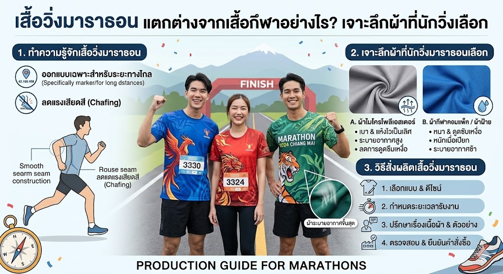 เสื้อวิ่งมาราธอน แตกต่างจากเสื้อกีฬาอย่างไร? เจาะลึกผ้าที่นักวิ่งเลือก 2 เสื้อวิ่งมาราธอน แตกต่างจากเสื้อกีฬาอย่างไร? เจาะลึกผ้าที่นักวิ่งเลือก