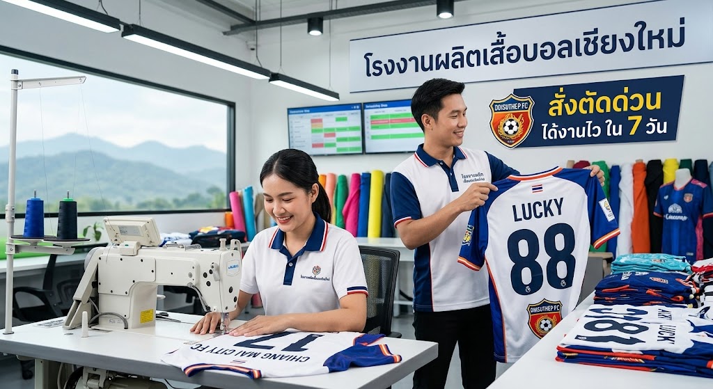 โรงงานผลิตเสื้อบอลเชียงใหม่ สั่งตัดด่วน ได้งานไว ใน 7 วัน