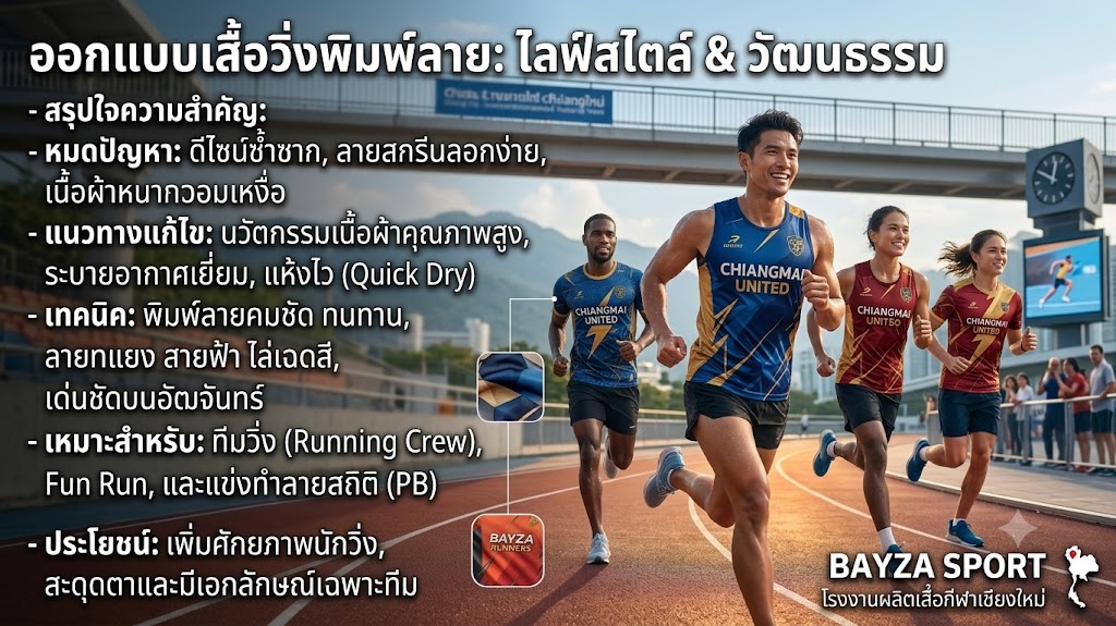 รวมไอเดียออกแบบเสื้อวิ่งพิมพ์ลาย ปี 2026 สวย เท่ ไม่ซ้ำใคร 6 เสื้อวิ่งพิมพ์ลาย