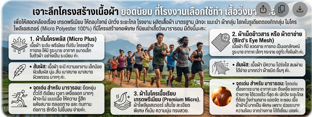 เสื้อวิ่งมาราธอน แตกต่างจากเสื้อกีฬาอย่างไร? เจาะลึกผ้าที่นักวิ่งเลือก 5 เสื้อวิ่งมาราธอน