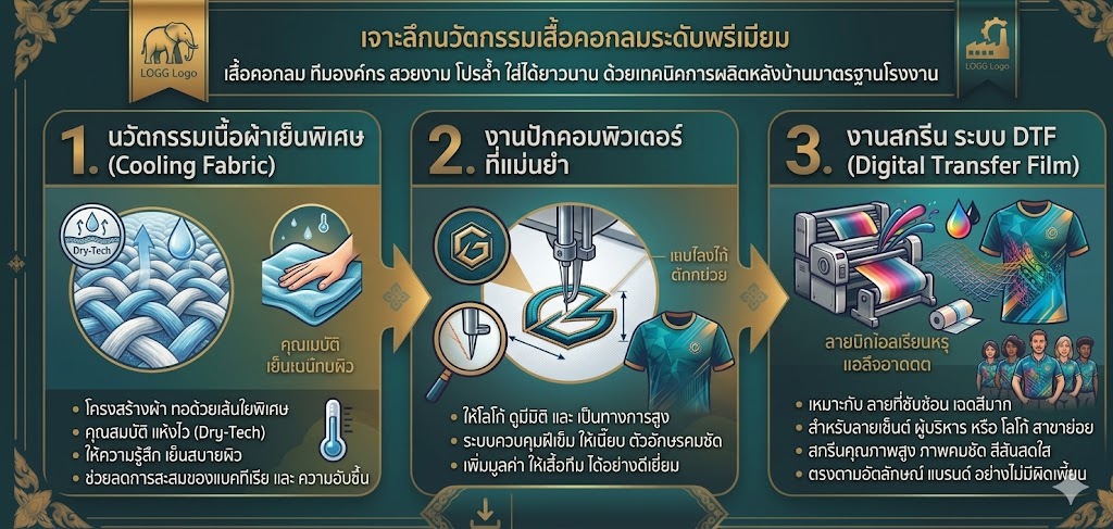 5 ไอเดียออกแบบเสื้อยืดพิมพ์ลายคอกลม สำหรับเสื้อทีมองค์กรยุคใหม่ ใส่แล้วดูโปรล้ำไม่ซ้ำใคร 8 เสื้อคอกลม