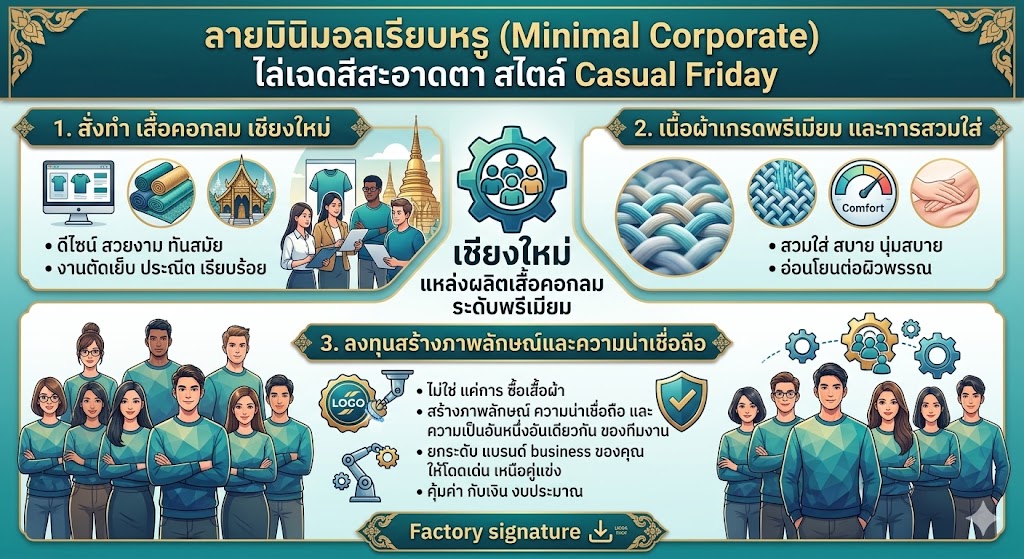 5 ไอเดียออกแบบเสื้อยืดพิมพ์ลายคอกลม สำหรับเสื้อทีมองค์กรยุคใหม่ ใส่แล้วดูโปรล้ำไม่ซ้ำใคร 6 เสื้อคอกลม