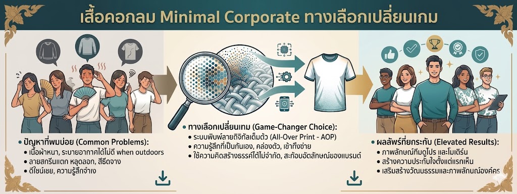 5 ไอเดียออกแบบเสื้อยืดพิมพ์ลายคอกลม สำหรับเสื้อทีมองค์กรยุคใหม่ ใส่แล้วดูโปรล้ำไม่ซ้ำใคร 4 เสื้อคอกลม