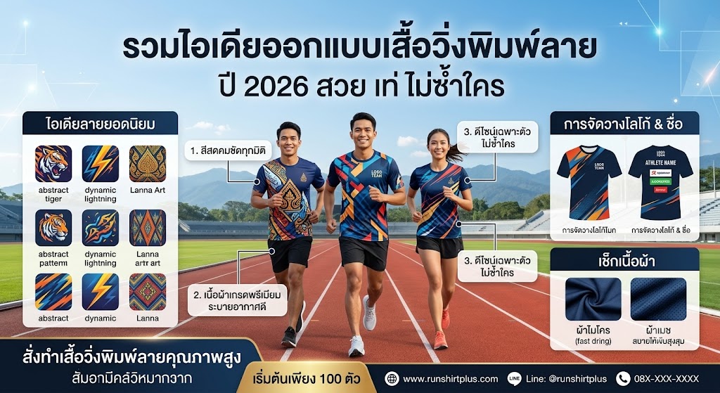 รวมไอเดียออกแบบเสื้อวิ่งพิมพ์ลาย ปี 2026 สวย เท่ ไม่ซ้ำใคร