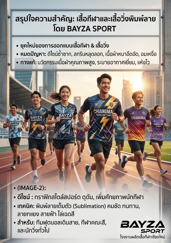 รวมไอเดียออกแบบเสื้อวิ่งพิมพ์ลาย ปี 2026 สวย เท่ ไม่ซ้ำใคร 5 เสื้อวิ่งพิมพ์ลาย