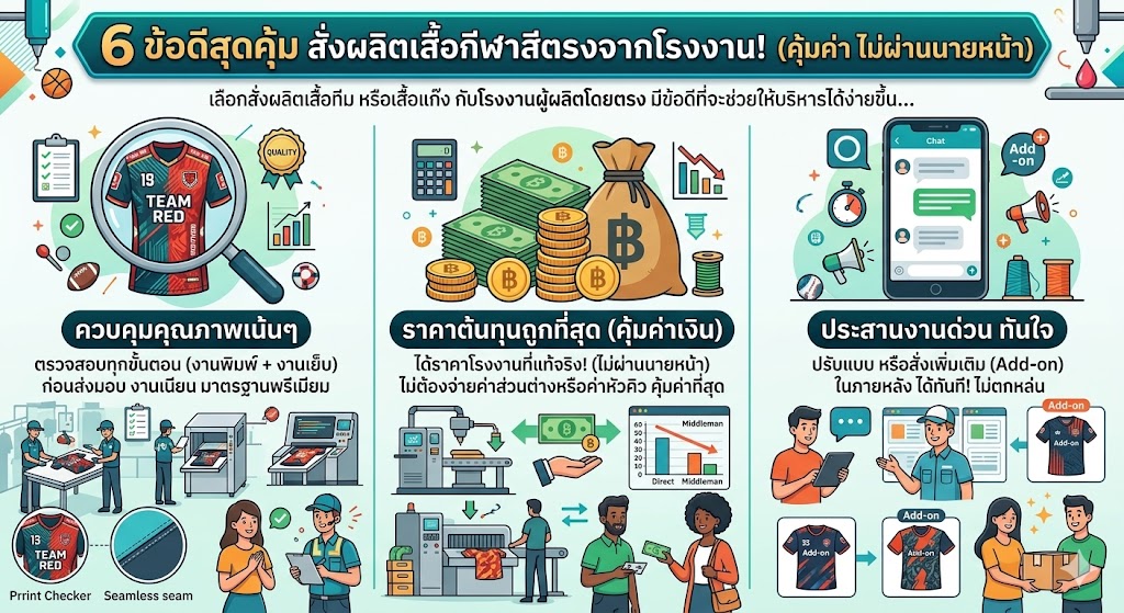 รับทำเสื้อกีฬาสีพิมพ์ลาย ออกแบบฟรี ราคาโรงงาน ไม่มีขั้นต่ำ