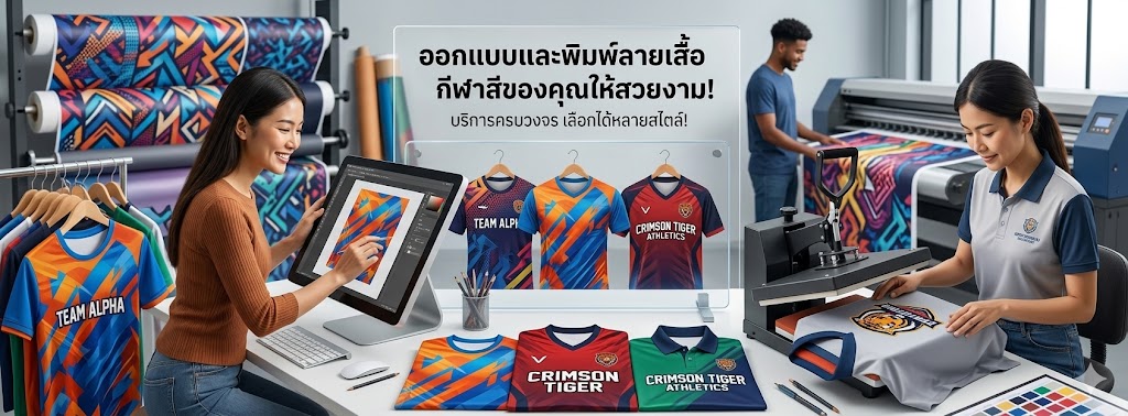 รับทำเสื้อกีฬาสีพิมพ์ลาย ออกแบบฟรี ราคาโรงงาน ไม่มีขั้นต่ำ