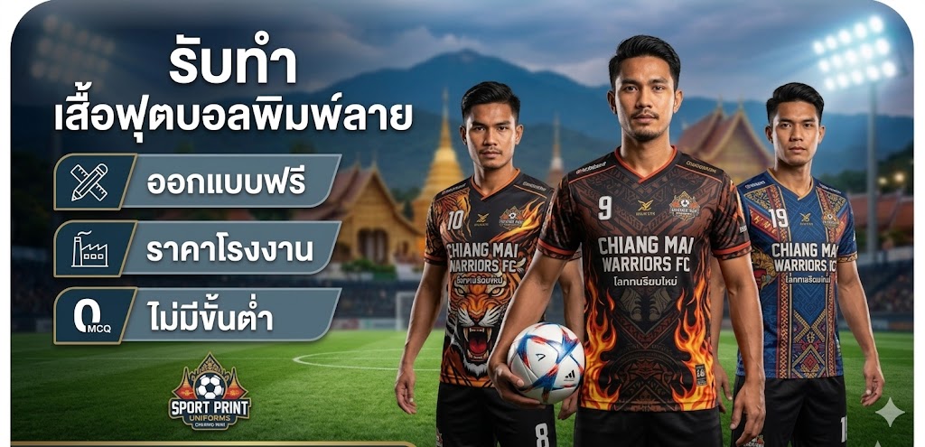 รับทำ เสื้อฟุตบอลพิมพ์ลาย ออกแบบฟรี ราคาโรงงาน ไม่มีขั้นต่ำ
