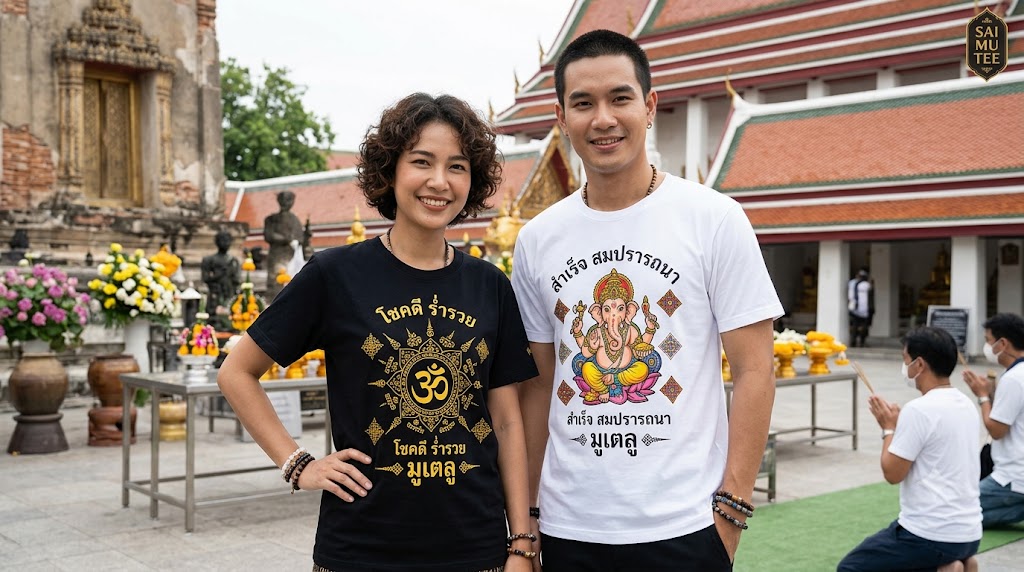  เสื้อคอกลมพิมพ์ลายสายมูเตลู