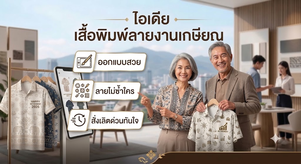 ไอเดีย เสื้อพิมพ์ลายงานเกษียณ ออกแบบสวย ลายไม่ซ้ำใคร สั่งผลิตด่วนทันใจ
